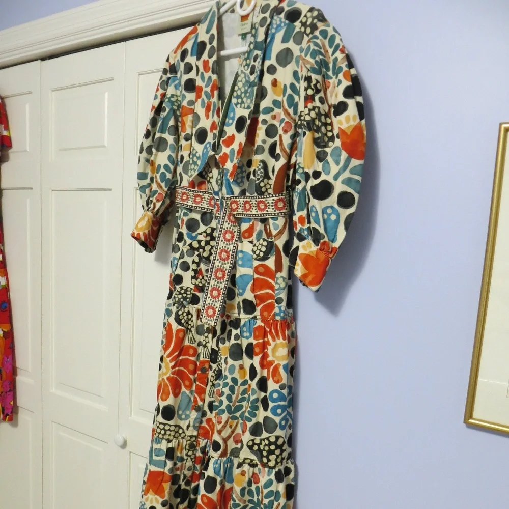 FARM Rio Cream Maxi Dress with Red, Blue & Black Floral Print - Picture 4 of 14